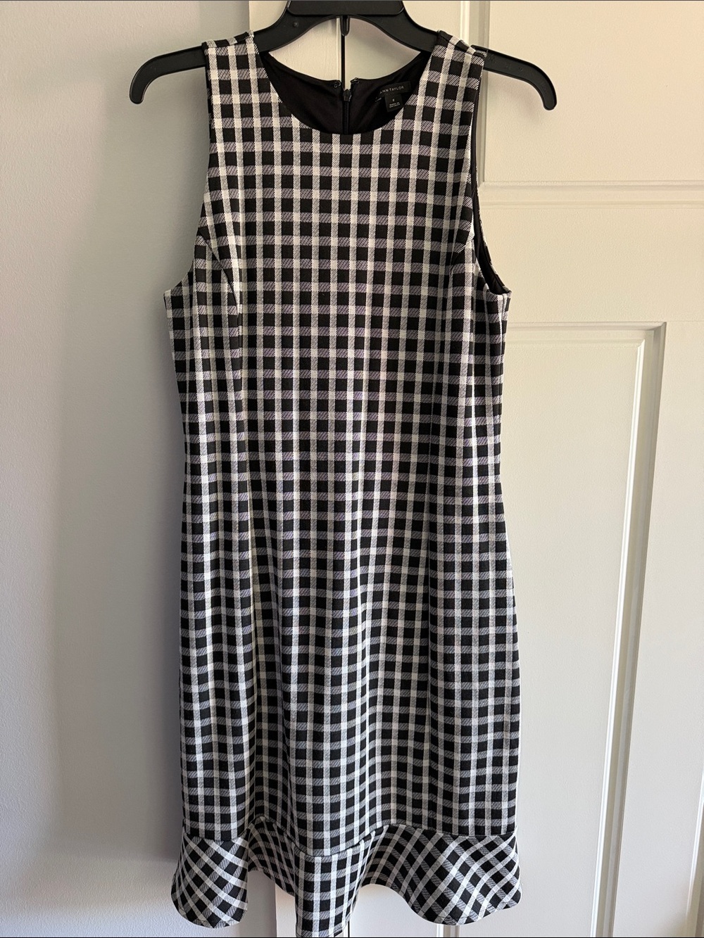 Ann Taylor Black and White Gingham A-Line Dress